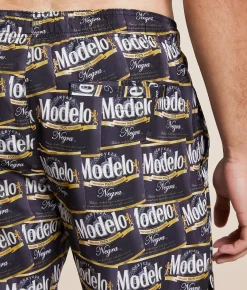 Bioworld Modelo Labels Stretch Swim Trunks Black Outlet