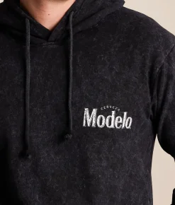 Changes Modelo Rope Skull Hooded Sweatshirt Black Mineral Wash Clearance