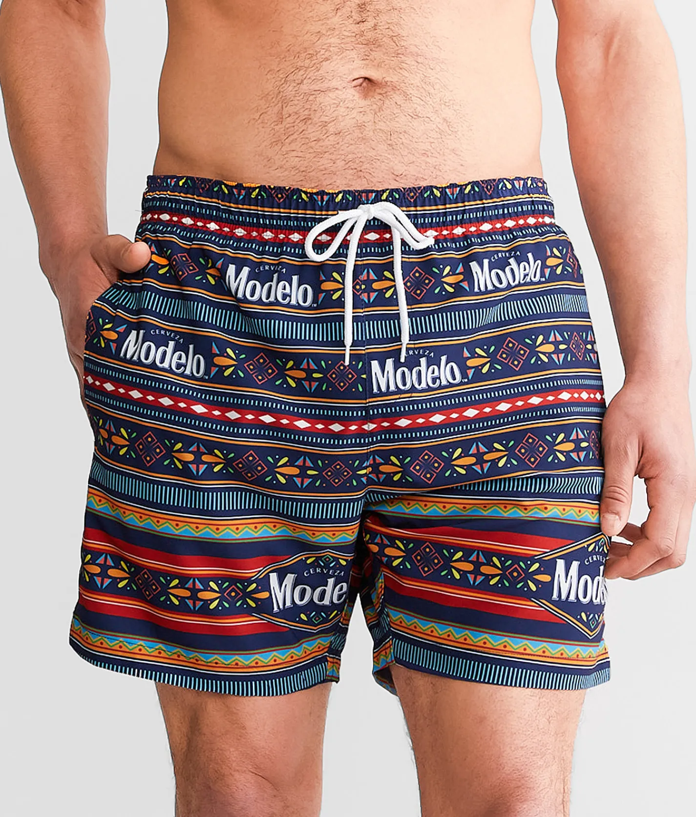 Bottoms|Swimwear | Bioworld Modelo Striped Swim Trunks Navy