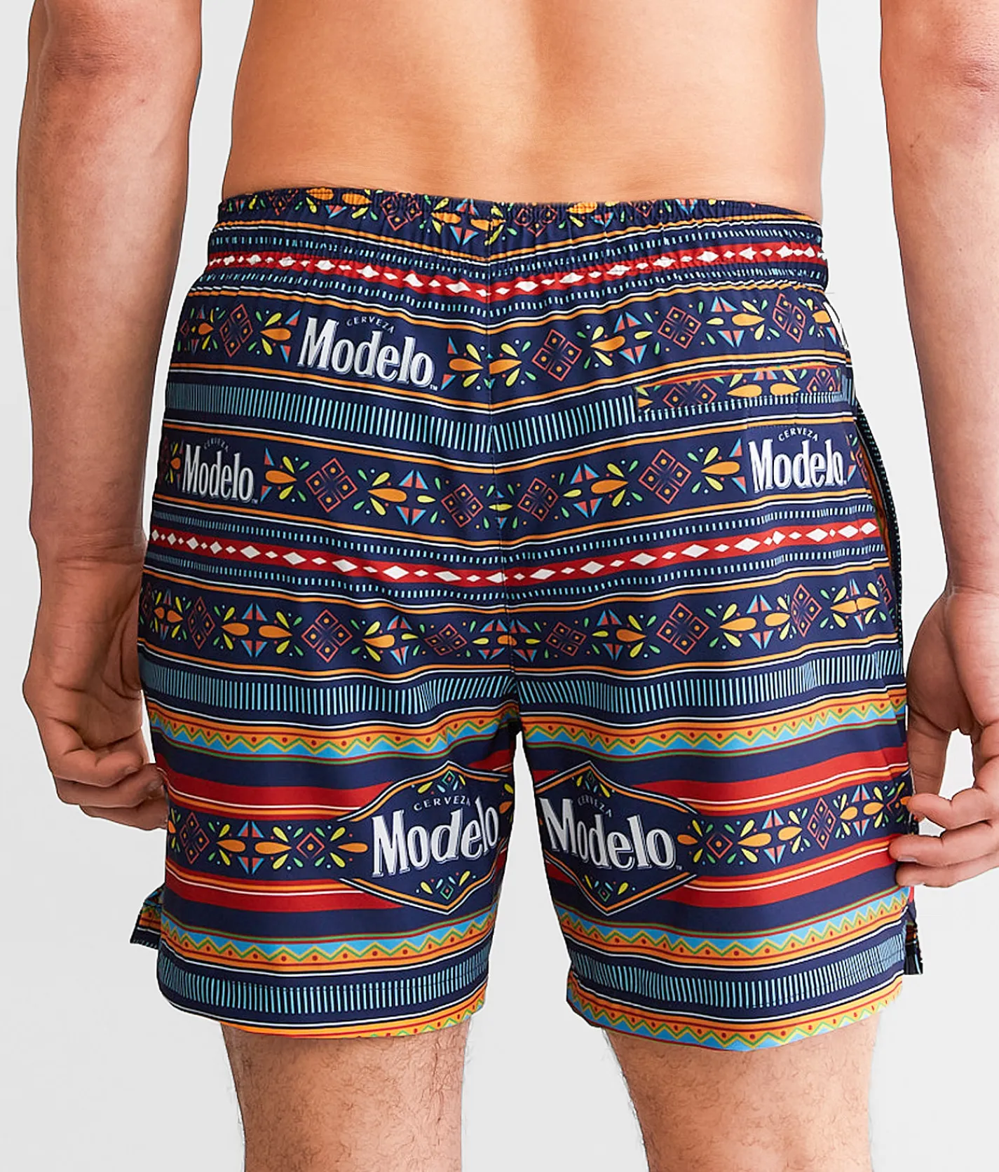 Bottoms|Swimwear | Bioworld Modelo Striped Swim Trunks Navy