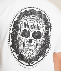 Tops|Graphic T-Shirts | tee luv Modelo Sugar Skull T-Shirt White