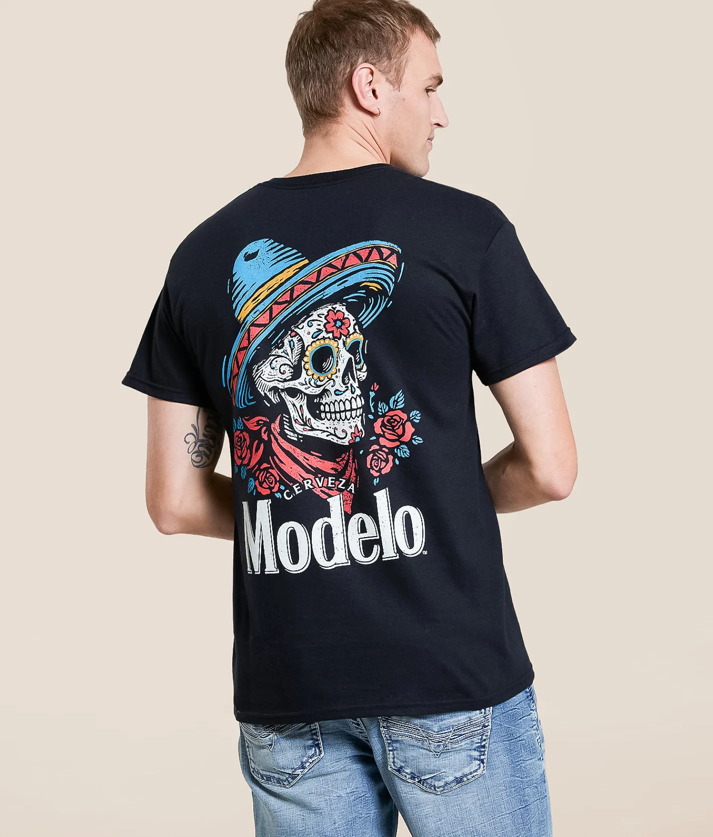 Tops|Graphic T-Shirts | JEDCo Modelo Sugar Skull T-Shirt Black