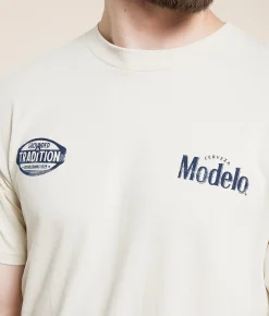 Graphic T-Shirts | tee luv Modelo Tradition T-Shirt Cream