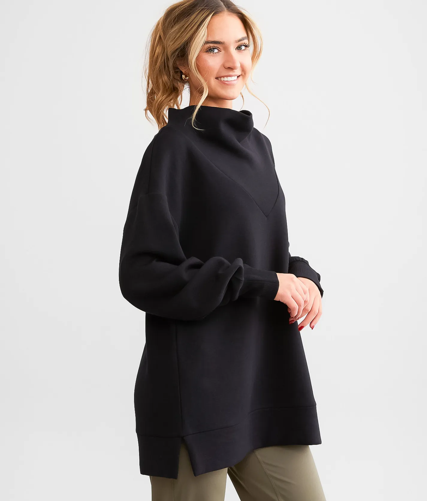 Varley Modena Longline Sweat Pullover Black Outlet
