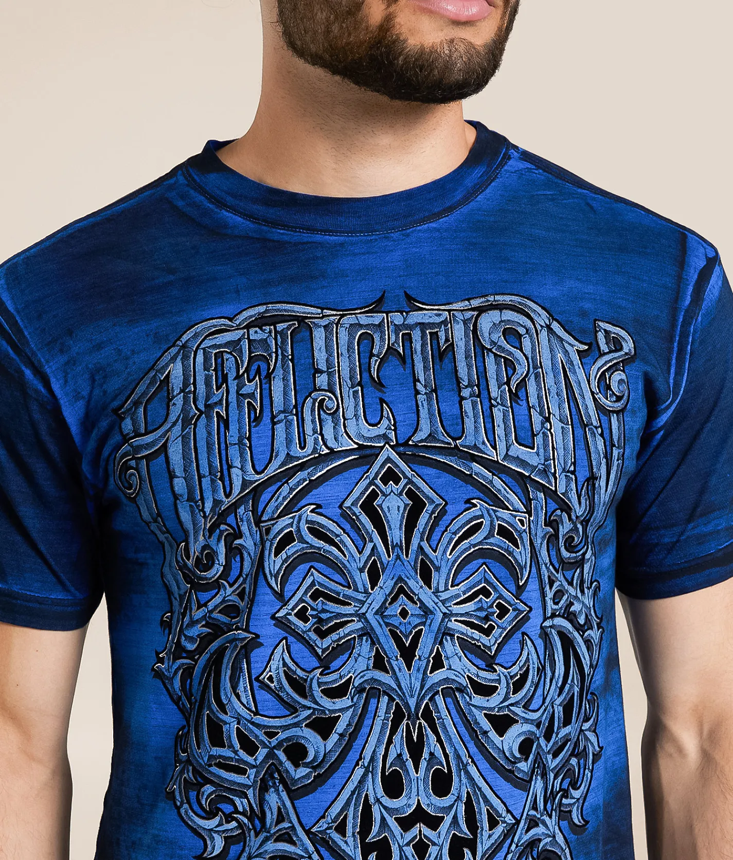 Affliction Molten Oak T-Shirt Sapphire Blue Clearance