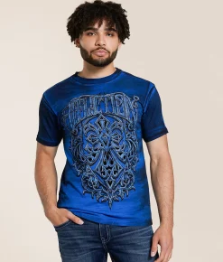 Affliction Molten Oak T-Shirt Sapphire Blue Clearance