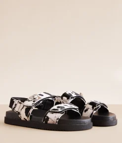 Steve Madden Mona Cow Print Sandal Blk Wht Online