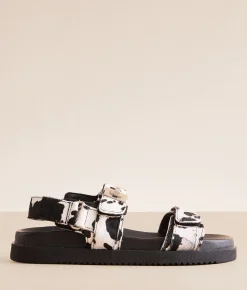Steve Madden Mona Cow Print Sandal Blk Wht Online