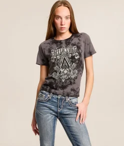 Tops | Affliction Monolithic Echo T-Shirt Charcoal Black Crystal Wa