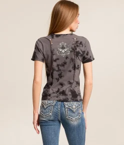 Tops | Affliction Monolithic Echo T-Shirt Charcoal Black Crystal Wa