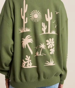 Tops | Billabong Moody Oversized Pullover Luv Army