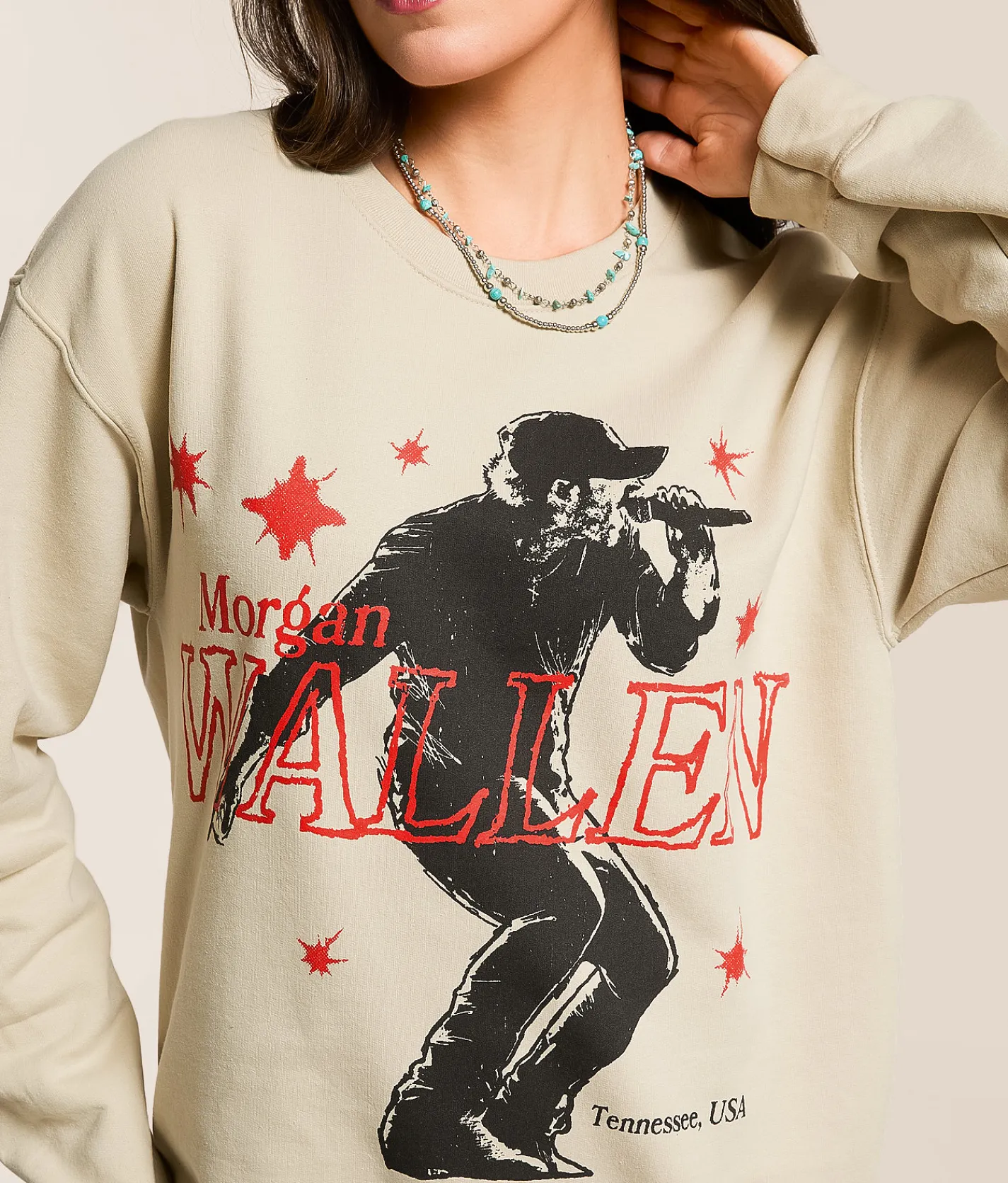 Bravado Morgan Wallen Oversized Band Pullover Sand Outlet