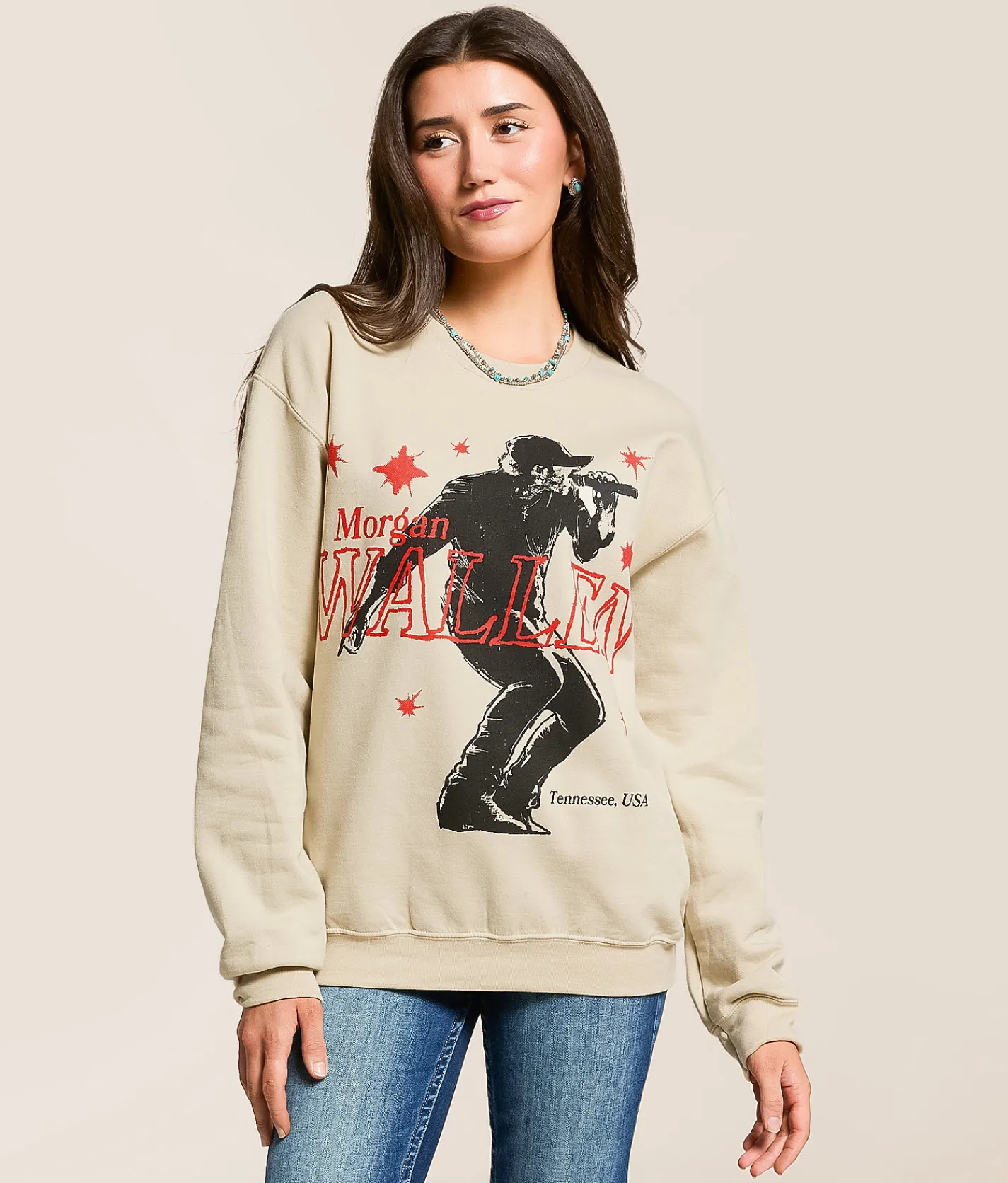 Bravado Morgan Wallen Oversized Band Pullover Sand Outlet