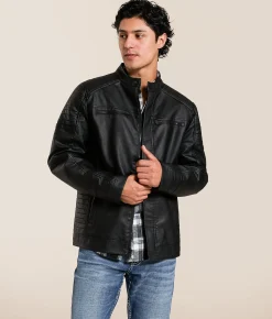 Tops|Coats & Jackets | Buckle Black Moto Pleather Jacket Black