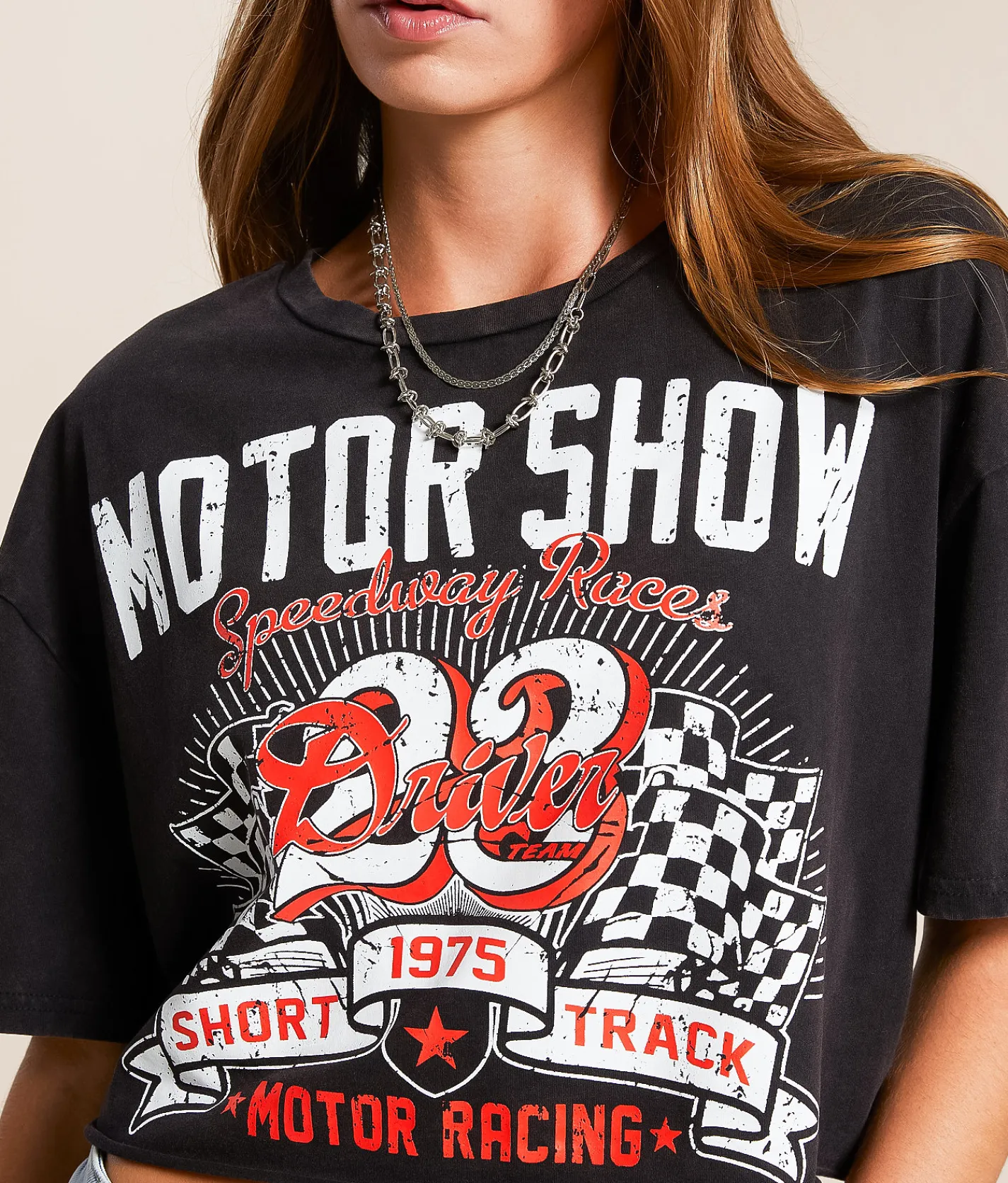 Tops | Modish Rebel 1975 Motor Show Cropped T-Shirt Black