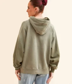 Modish Rebel Motor Team Hooded Sweatshirt Olive Clearance