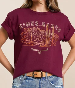 Kimes Ranch Mountain Badge T-Shirt Burgundy Online