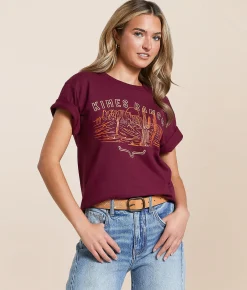 Kimes Ranch Mountain Badge T-Shirt Burgundy Online