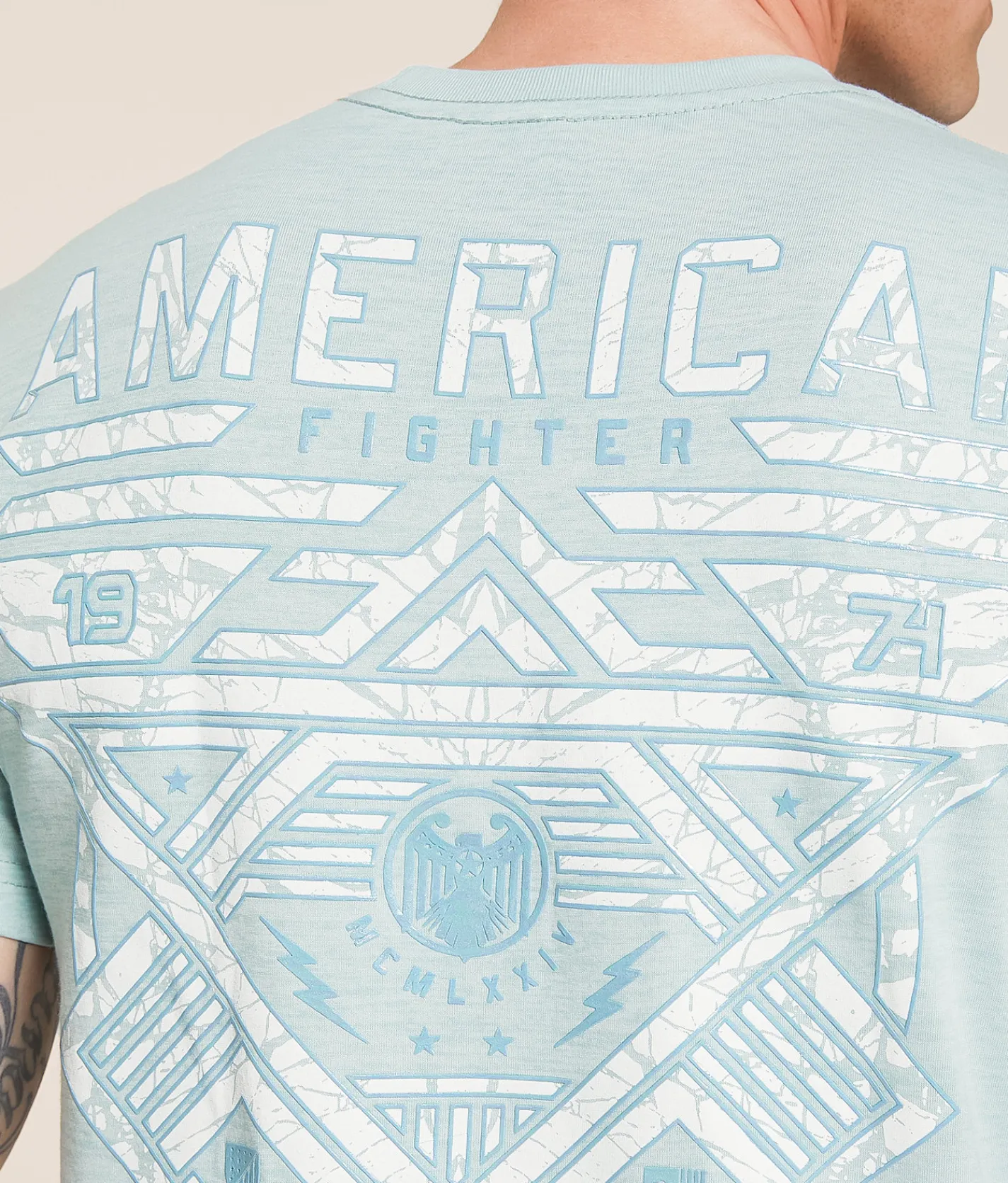 Tops|Graphic T-Shirts | American Fighter Mountville T-Shirt Blue Haze Tetris