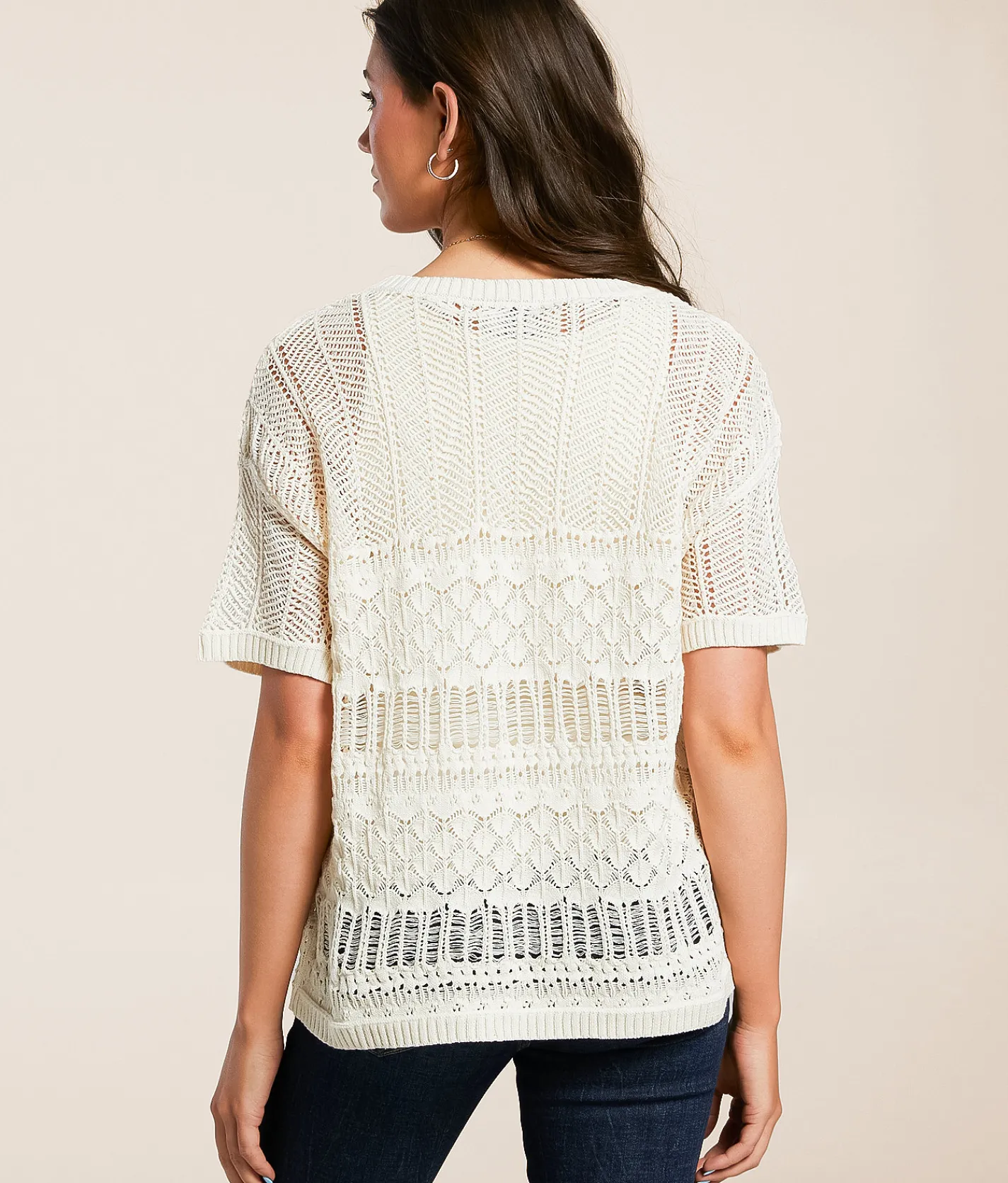 Daytrip Multi Stitch Sweater Cream Online