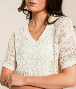 Daytrip Multi Stitch Sweater Cream Online