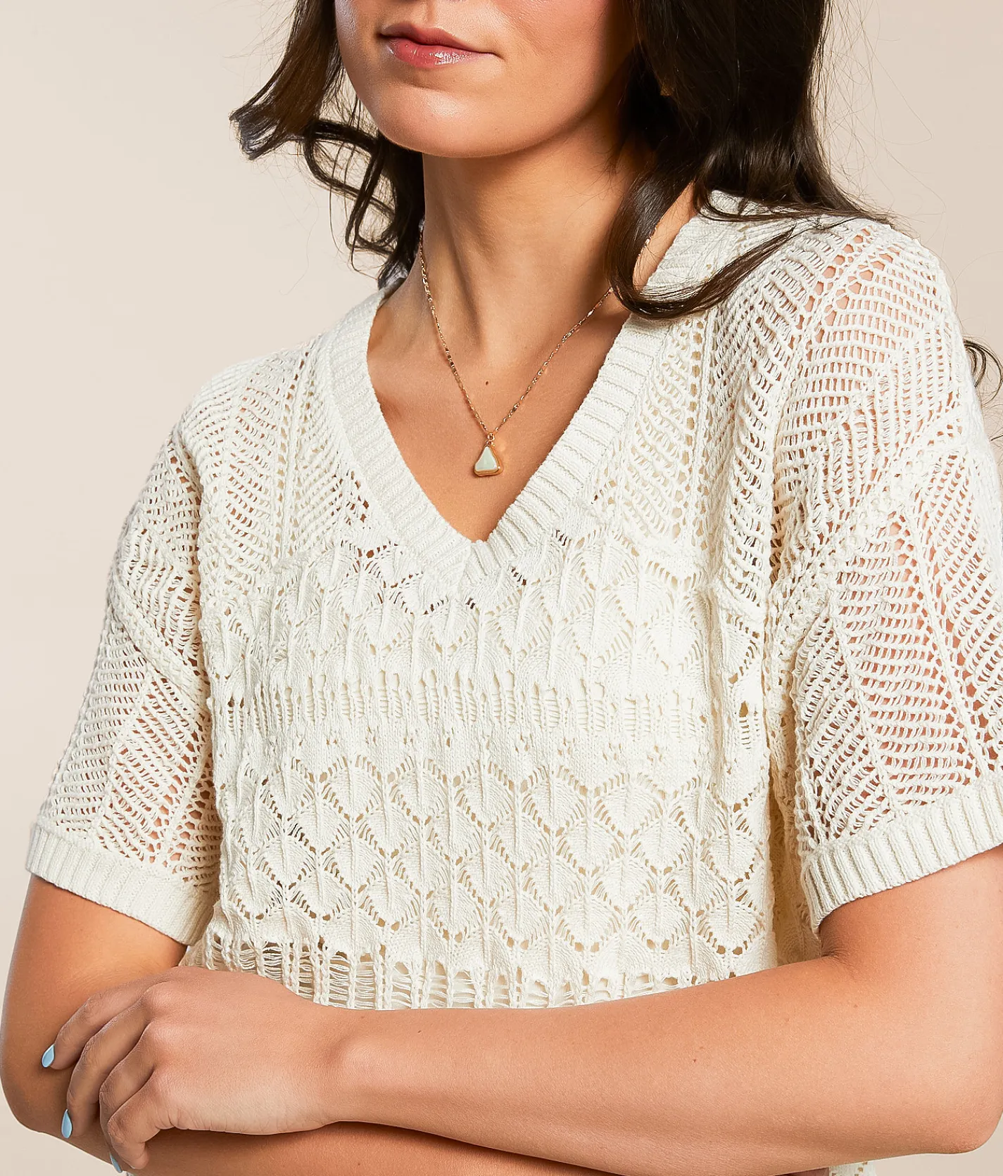 Daytrip Multi Stitch Sweater Cream Online