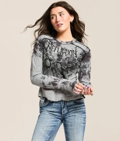 Tops | Affliction Mystery T-Shirt Silver Gray Tea Stain