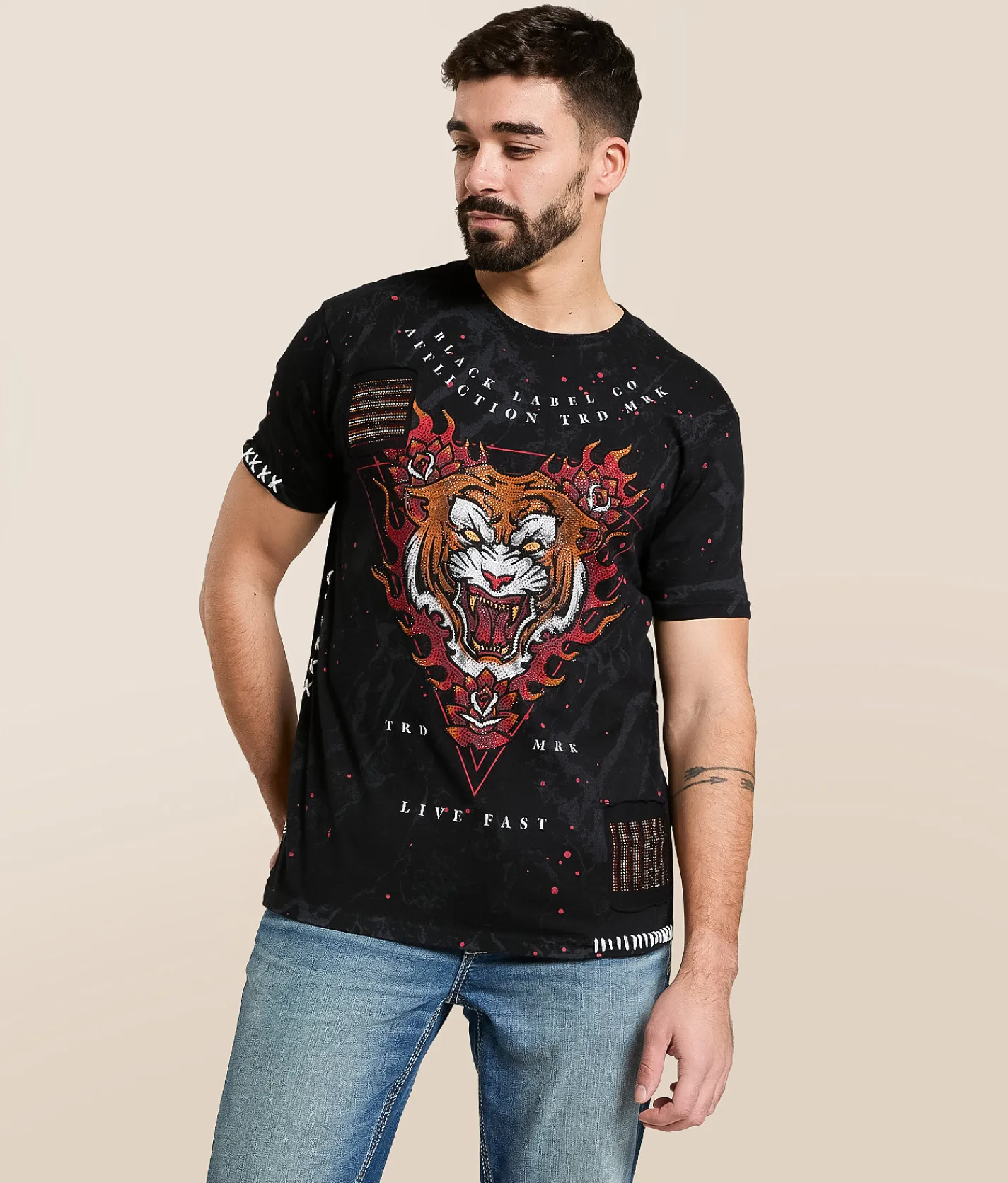 Affliction Mystic Dagger T-Shirt Black Clearance