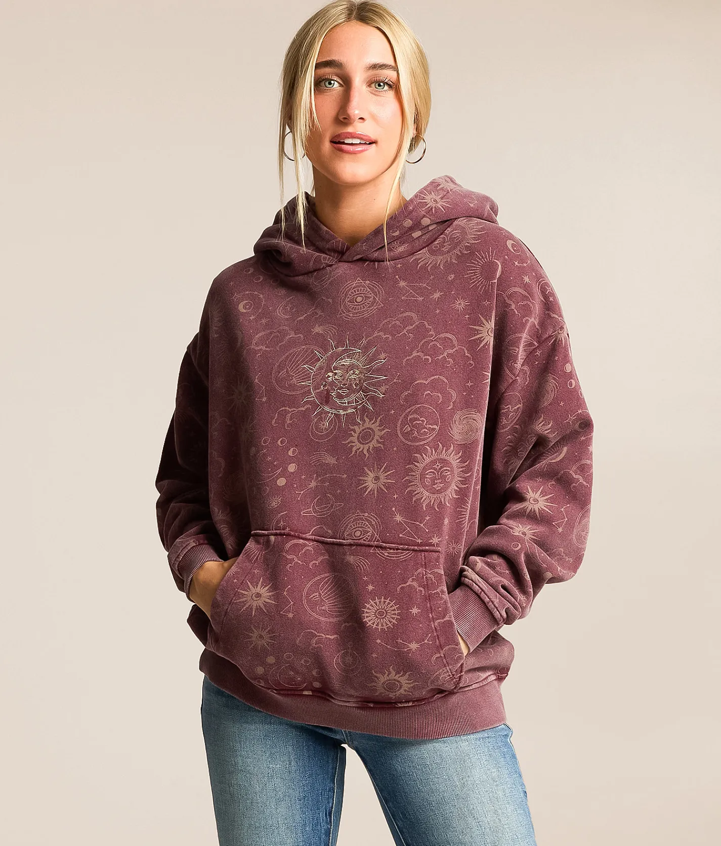Tops | Modish Rebel Mystic Rising Hooded Sweatshirt Washed Purple