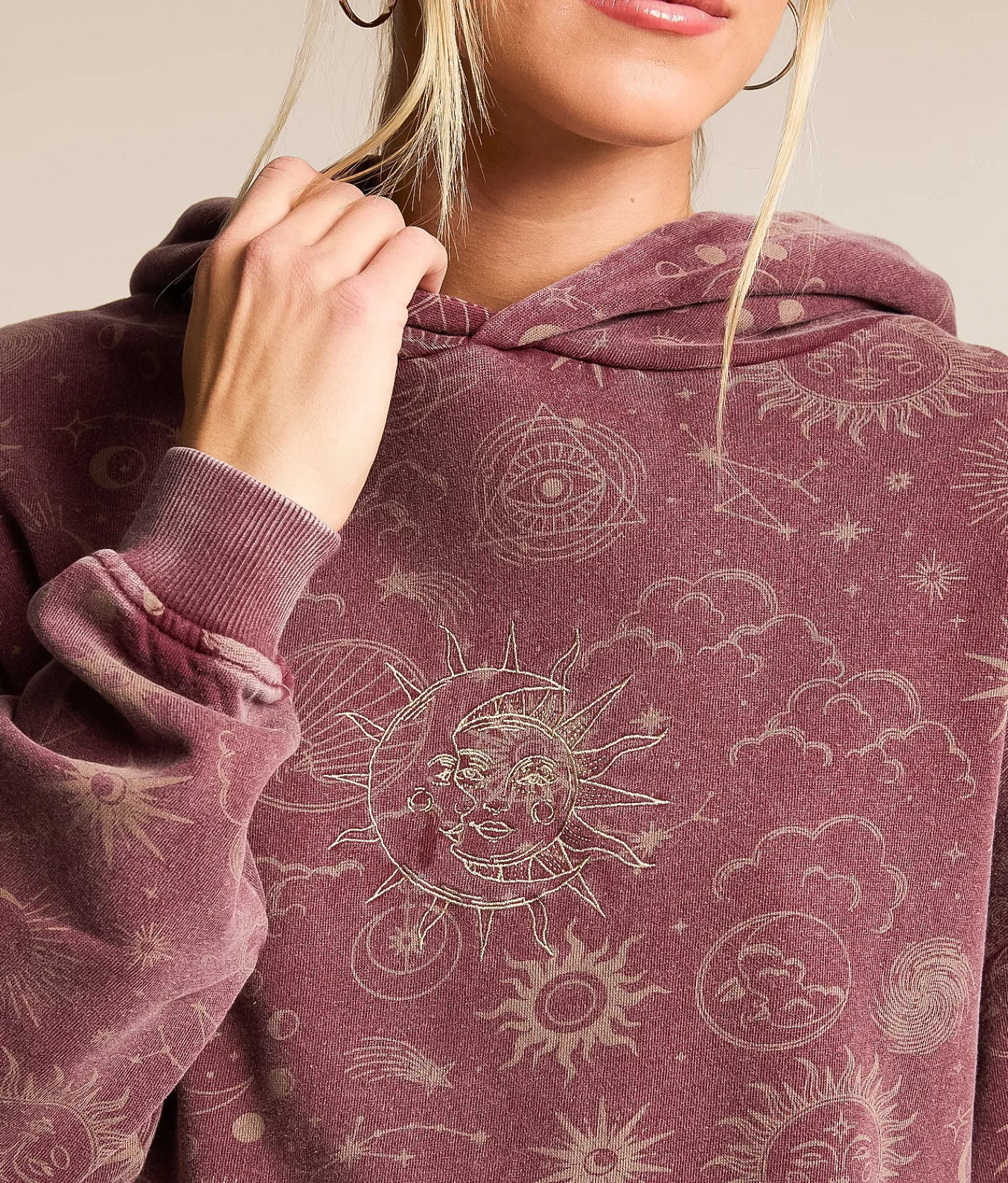 Tops | Modish Rebel Mystic Rising Hooded Sweatshirt Washed Purple