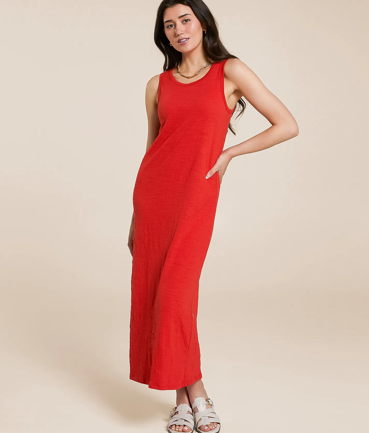 Z Supply Mystic Textured Midi Dress Cabana Red New
