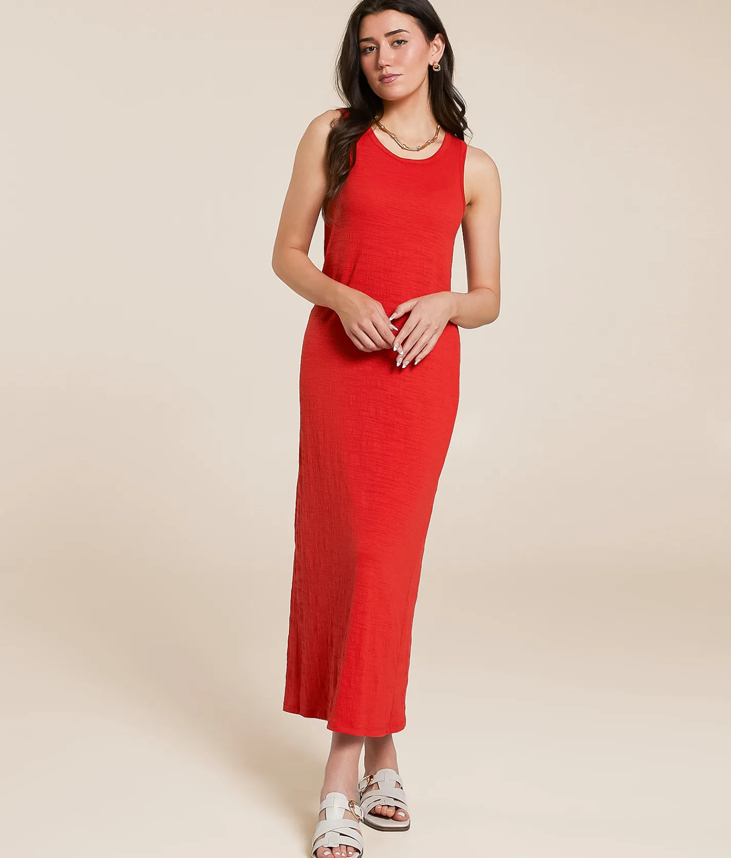 Z Supply Mystic Textured Midi Dress Cabana Red New