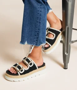 Madden Girl Mythical Platform Sandal Black Bone Hot