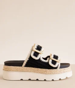 Madden Girl Mythical Platform Sandal Black Bone Hot