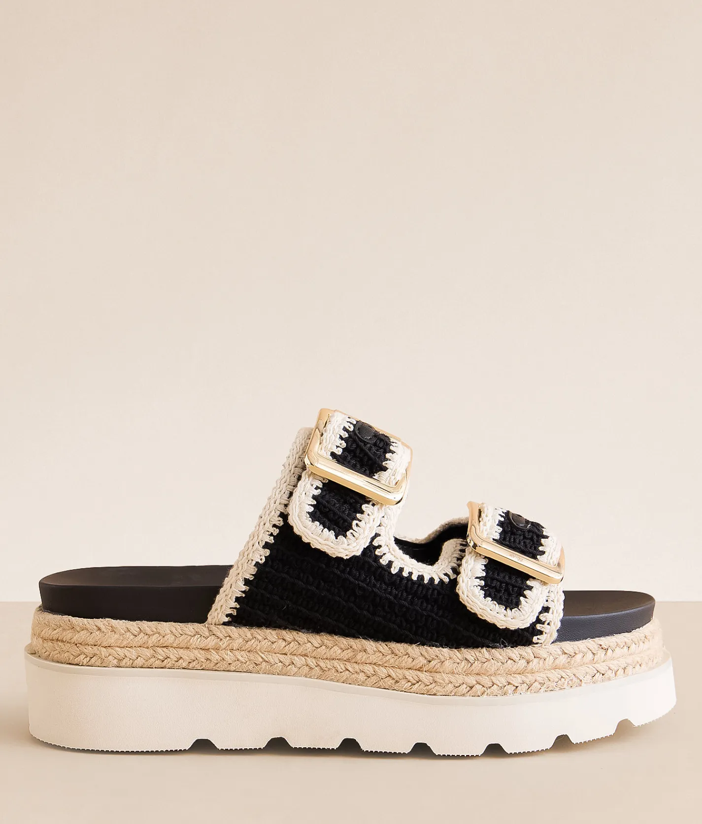 Madden Girl Mythical Platform Sandal Black Bone Hot
