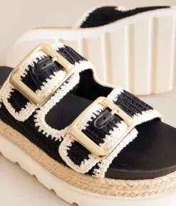 Madden Girl Mythical Platform Sandal Black Bone Hot