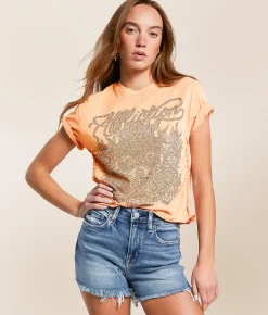 Affliction Mythic Embrace T-Shirt Shell Coral Lava Wash New