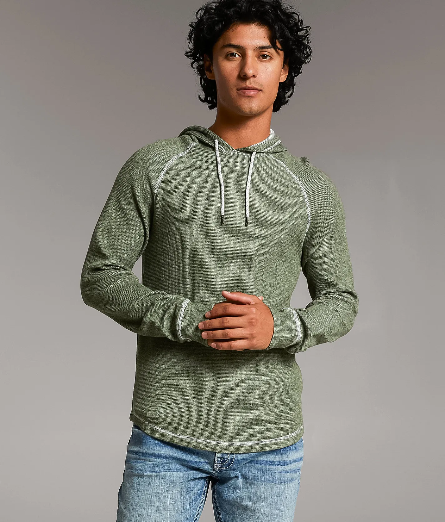 Tops | BKE Nathaniel Thermal Hoodie Green
