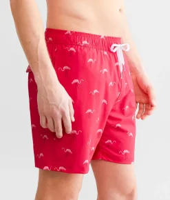 Bottoms|Swimwear | Tipsy Elves Natural Light® Flamingos Swim Trunks Pink