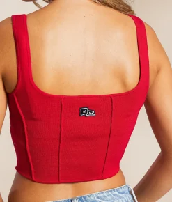 HYPE AND VICE Nebraska Huskers Corset Cropped Tank Top Red New