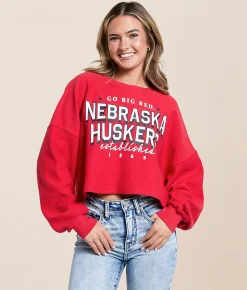 Gameday SOCIAL® Nebraska Huskers Cropped Pullover Red Outlet