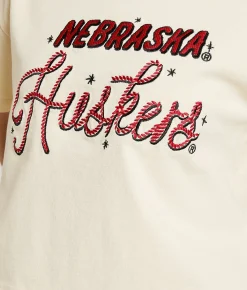 Gameday SOCIAL® Nebraska Huskers Cropped T-Shirt Oatmeal Hot