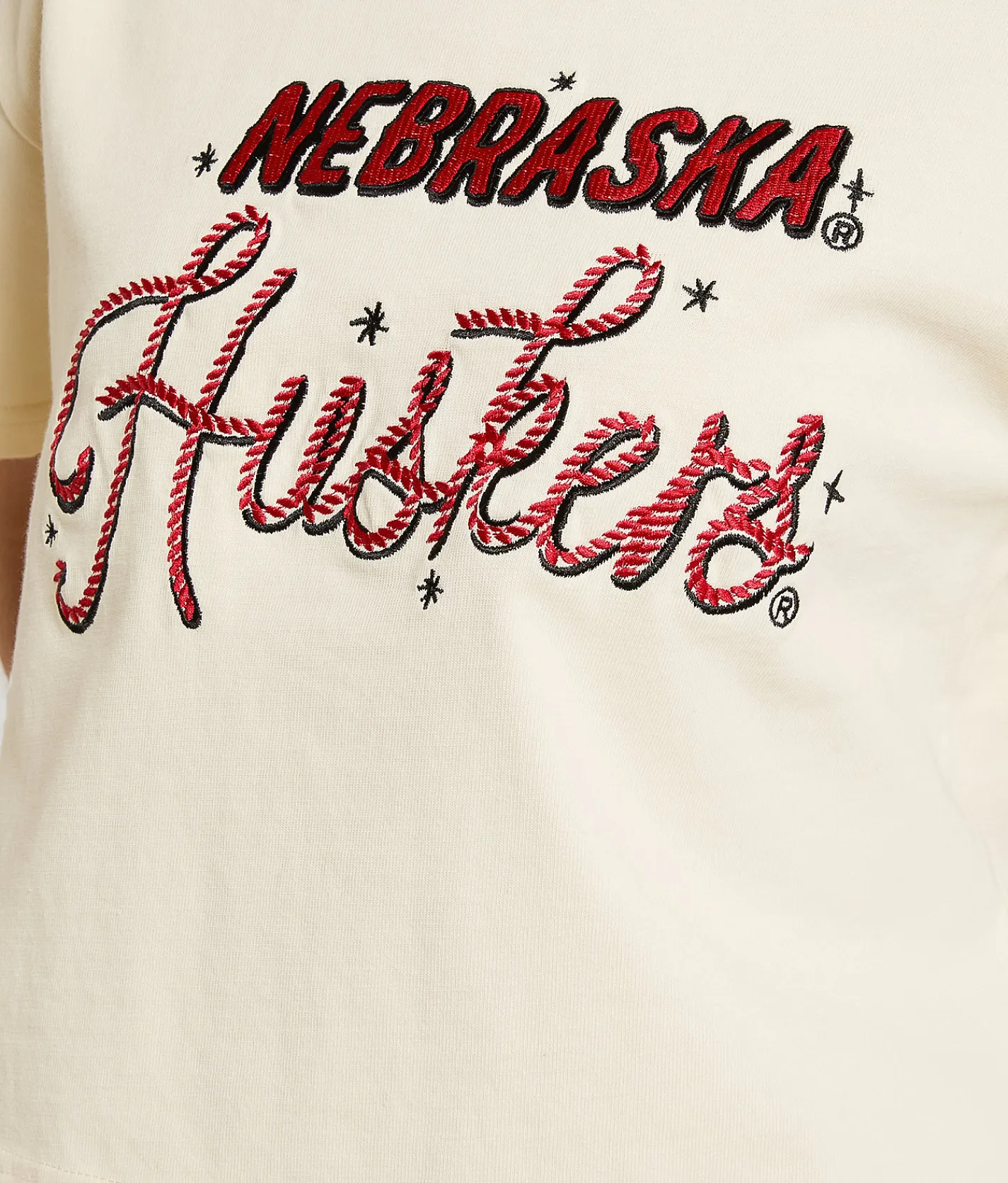 Gameday SOCIAL® Nebraska Huskers Cropped T-Shirt Oatmeal Hot