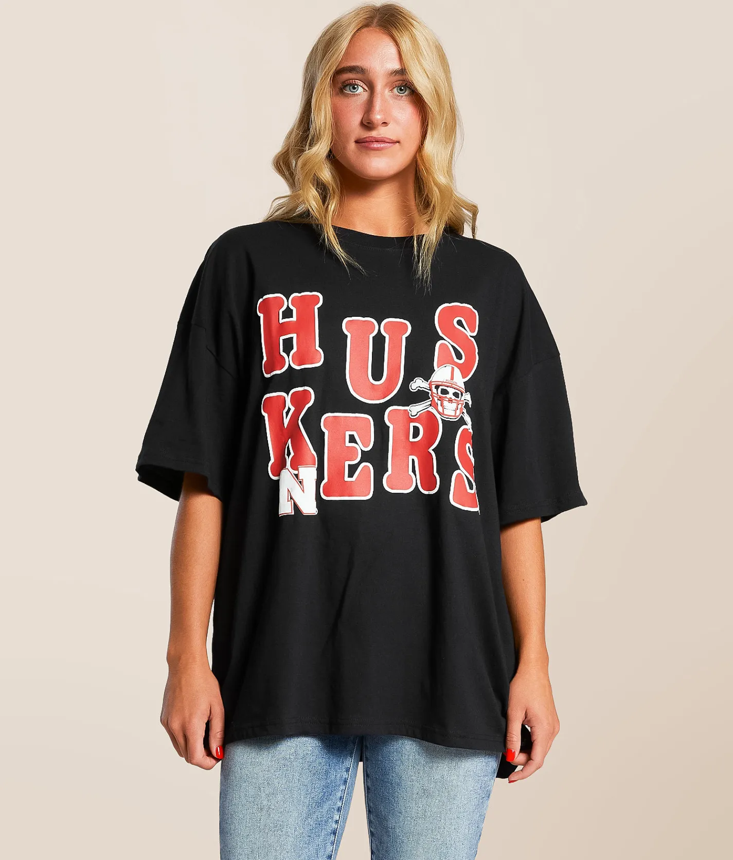 Tops | Gameday SOCIAL® Nebraska Huskers Oversized T-Shirt Black