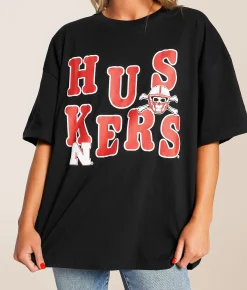 Tops | Gameday SOCIAL® Nebraska Huskers Oversized T-Shirt Black