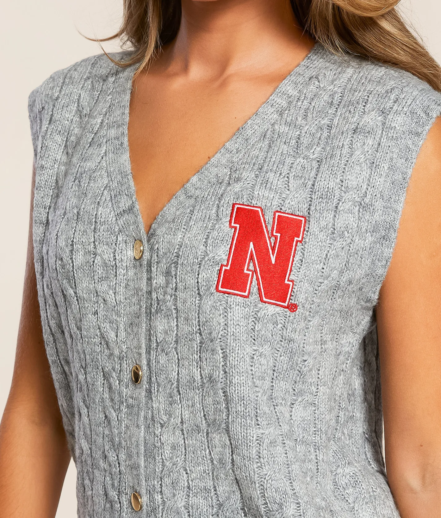 Gameday SOCIAL® Nebraska Sweater Vest Grey
