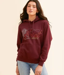 Tops | Ariat Neon Boots Hooded Sweatshirt Tawny Port