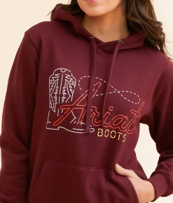 Tops | Ariat Neon Boots Hooded Sweatshirt Tawny Port