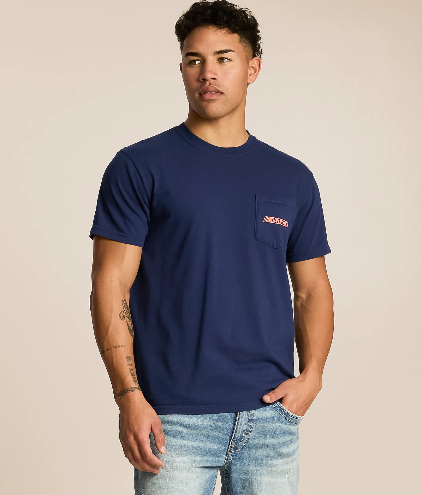 Tops|Graphic T-Shirts | Old Row Neon Racing T-Shirt Navy
