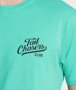 Tail Chasers Club Never Drink Alone T-Shirt Biscay Green Outlet
